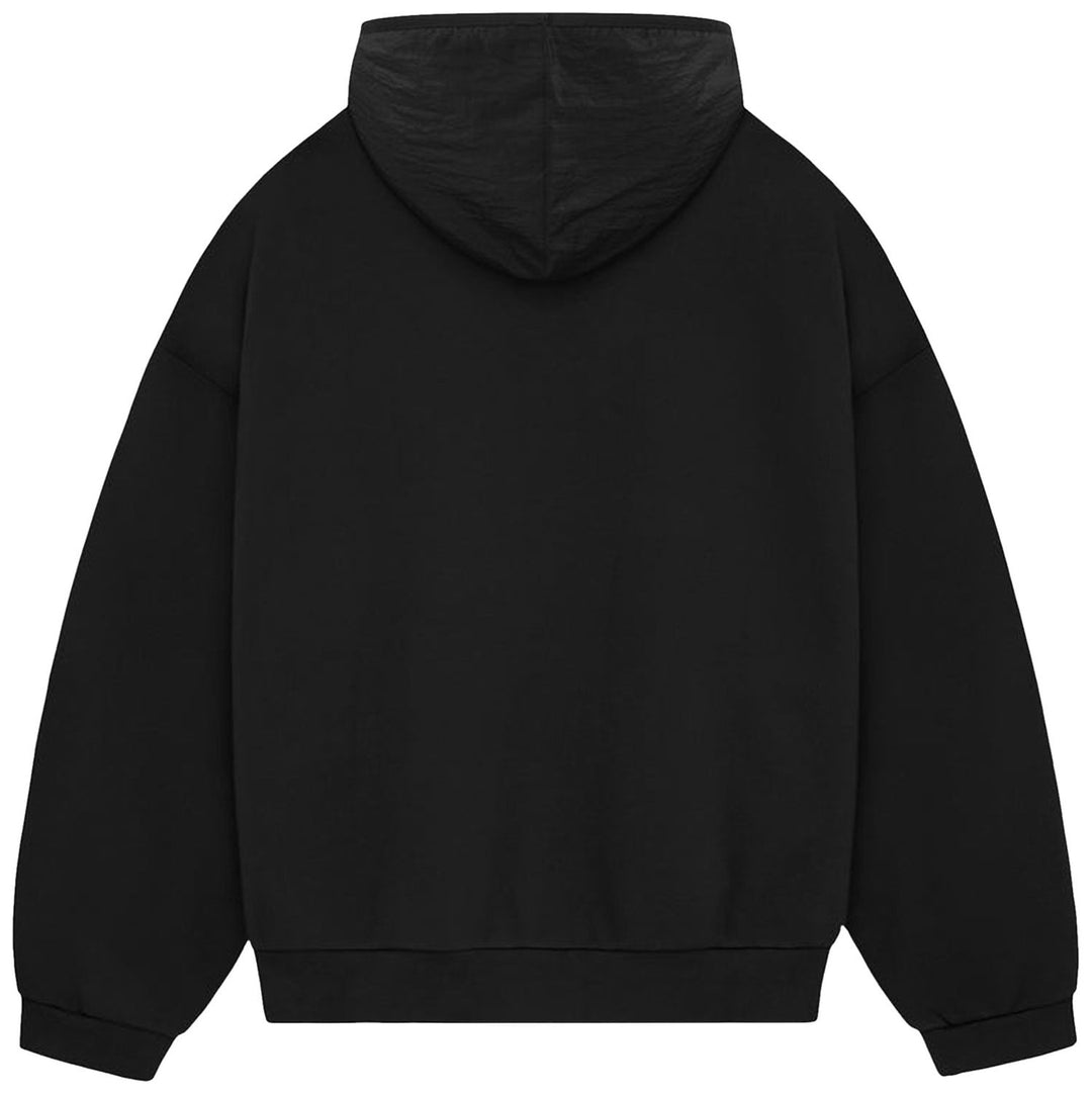 Fear of God Essentials Nylon Fleece Hoodie Jet Black (SS24) | Hype Vault