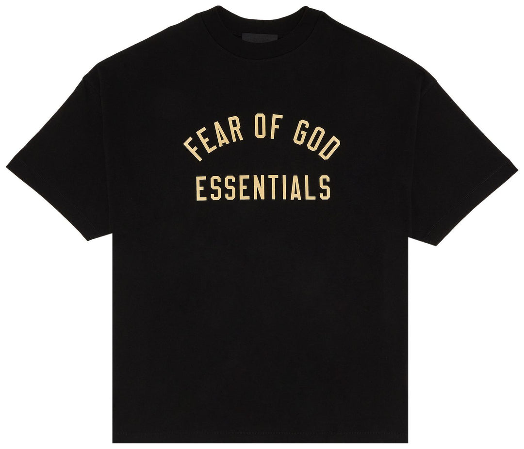 Fear of God Essentials Jersey Crewneck Tee 'Black/Yellow' (FW24) | Hype Vault