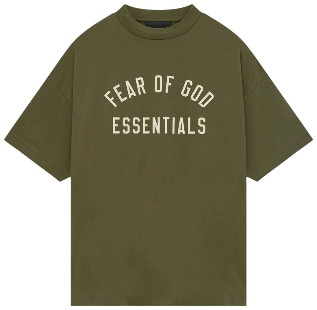 Fear of God Essentials Jersey Crewneck Tee 'Military' (FW24) | Hype Vault