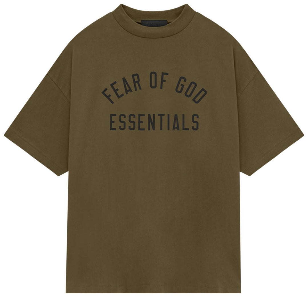 Fear of God Essentials Jersey Crewneck Tee 'Olive' (FW24) | Hype Vault