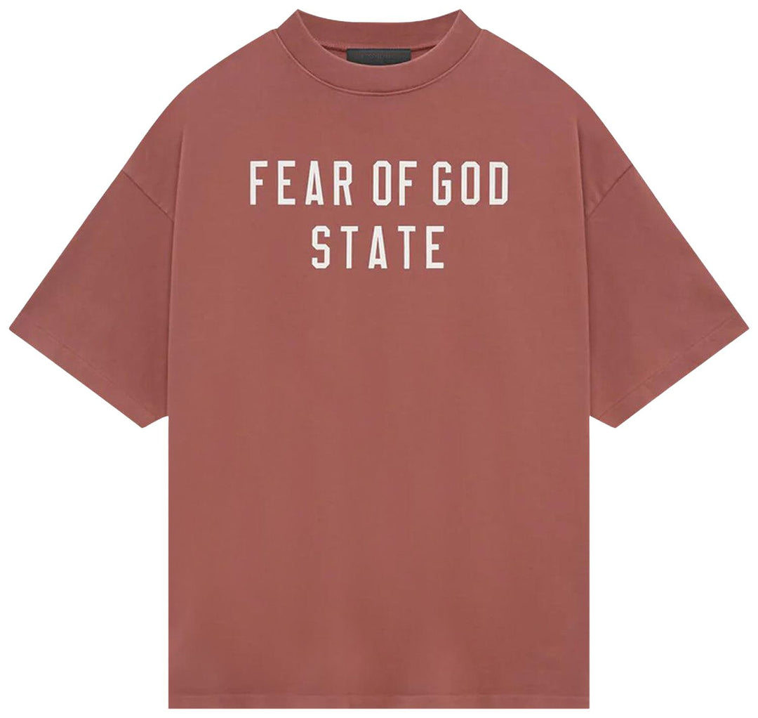 Fear of God Essentials Heavy Crewneck Tee 'Crimson' (FW24) | Hype Vault