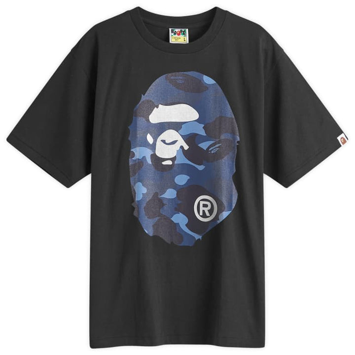 Bape Color Camo Big Ape Head Tee ‘Black/Blue’ | Hype Vault
