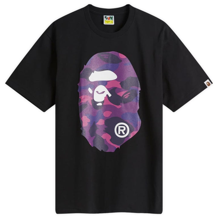 Bape Color Camo Big Ape Head T-shirt Black/Purple | Hype Vault