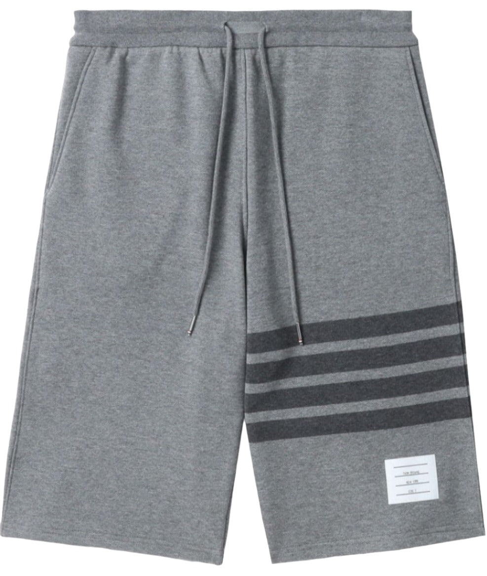 Thom Browne Grey Cotton Loopback Tonal 4-Bar Sweat Shorts | Hype Vault Kuala Lumpur