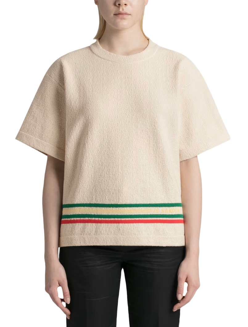 Jil Sander Stripe-Print Colored T-Shirt Beige