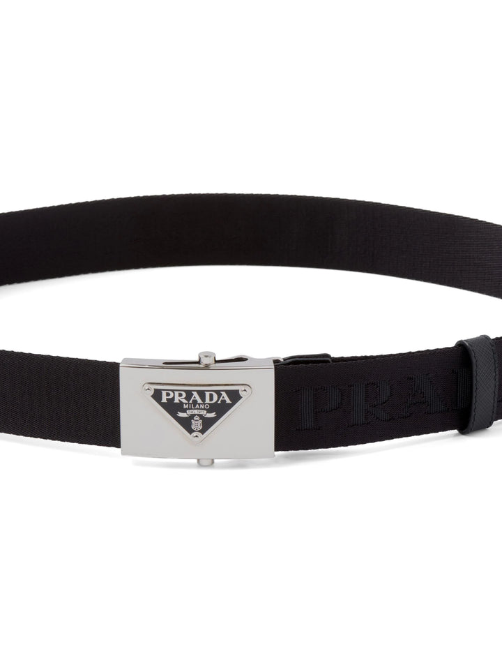 Prada Belts SS23 Prada Triangle Logo Plaque Buckle Belt Black | Hype Vault Kuala Lumpur