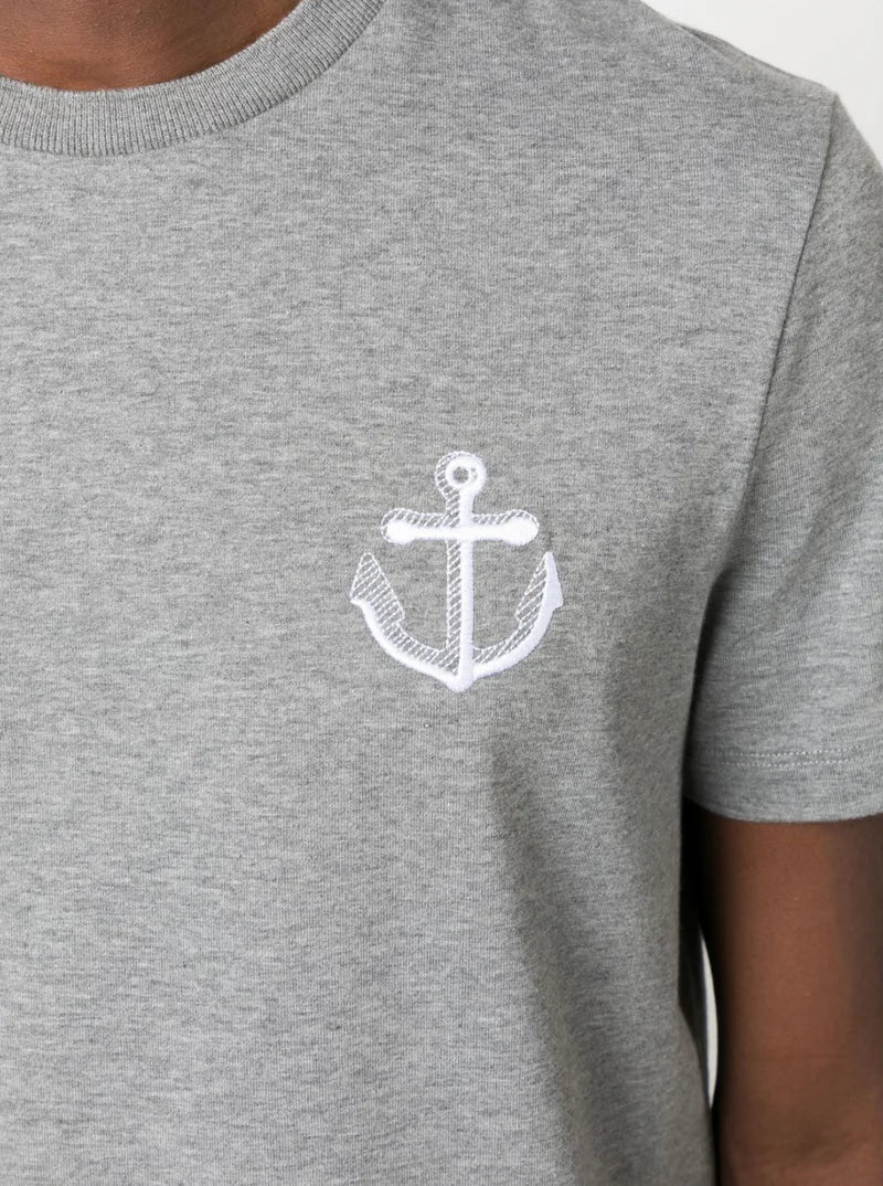 Thom Browne Short Sleeve T-Shirt With Anchor Icon Embroidery