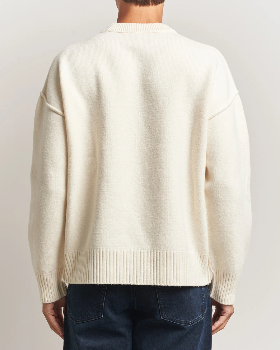 Ami Paris Ami De Coeur Wool Crewneck Sweater Off White