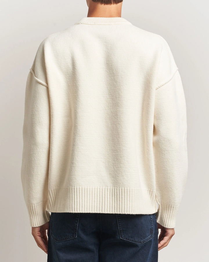 Ami Paris Ami De Coeur Wool Crewneck Sweater Off White
