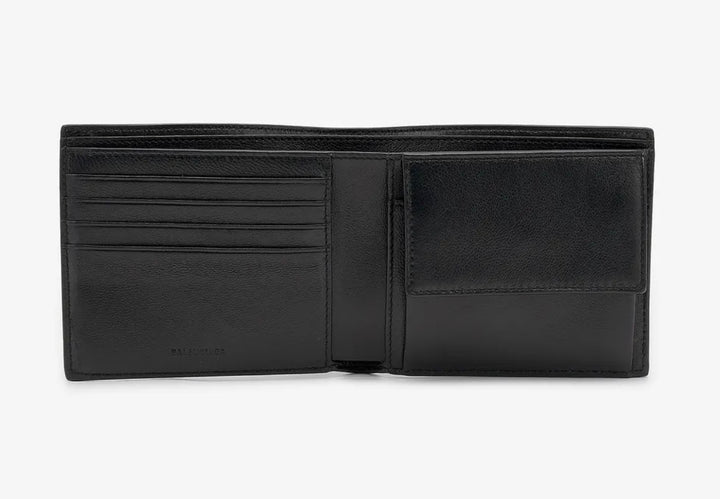 Balenciaga Cash Square Folded Coin Wallet In Black Grained Calfskin | Hype Vault Kuala Lumpur