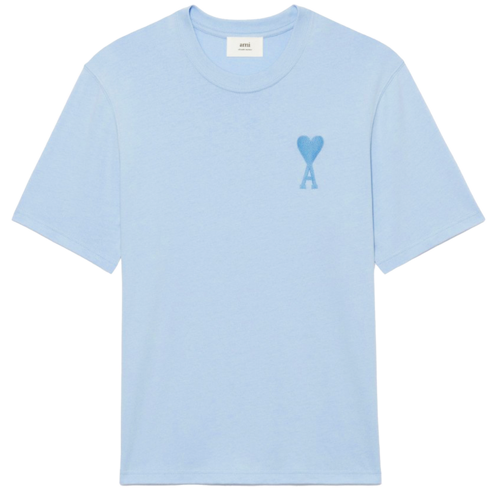 Ami Paris Big Heart T-Shirt Embroidered Sky Blue (SS23) | Hype Vault