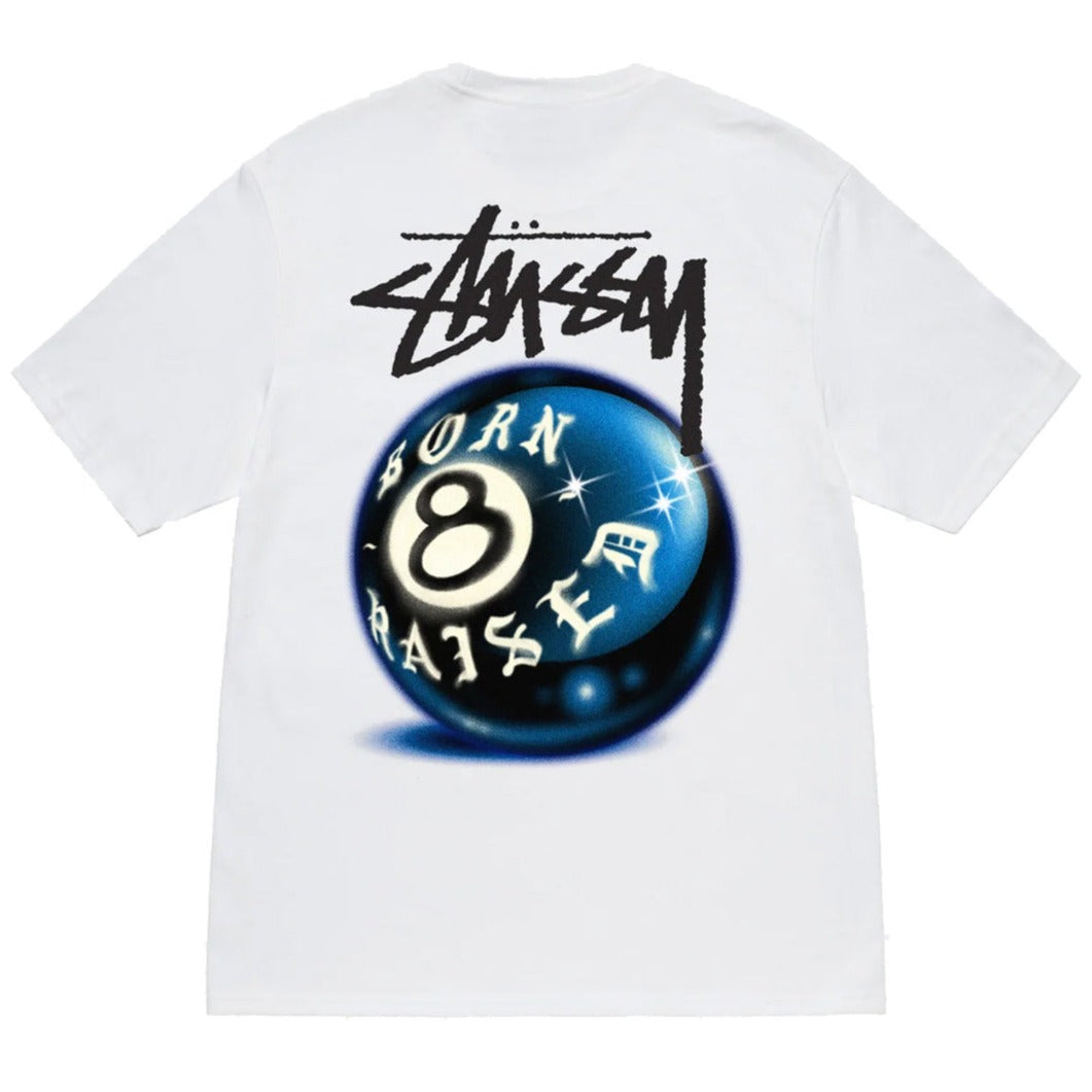 Stussy x Born x Raised 8 Ball Tee White | Hype Vault Kuala Lumpur | Asia's Top Trusted High-End Sneakers and Streetwear Store