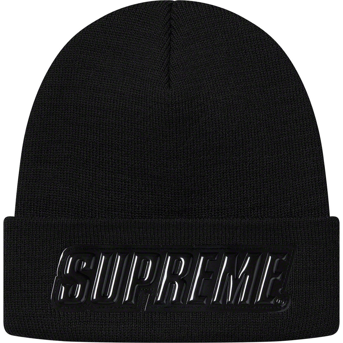 Supreme Raised Patent Logo Beanie Black | Hype Vault