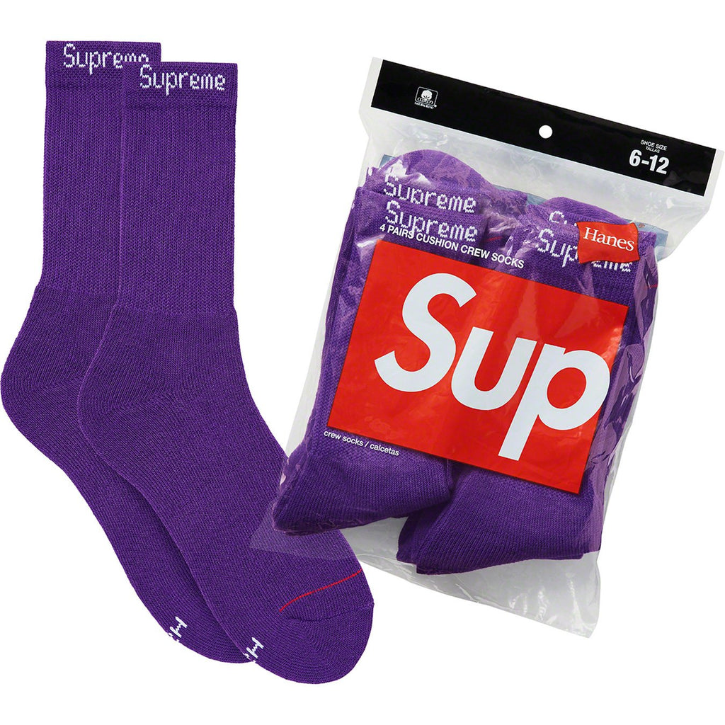 Supreme Hanes Crew Socks Purple (4 Pack)| Hype Vault Kuala Lumpur | Asia's Top Trusted High-End Sneakers and Streetwear Store