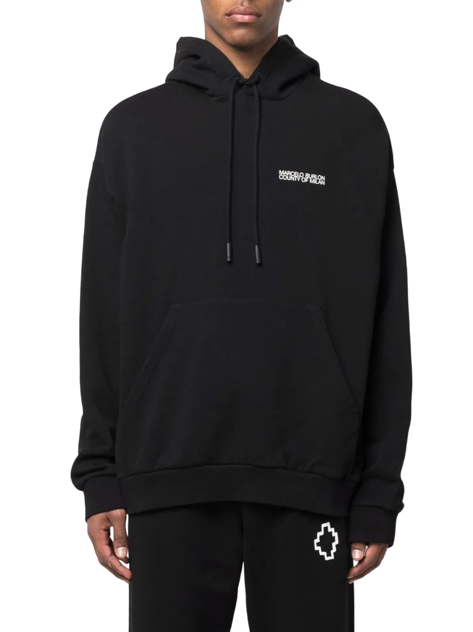 Marcelo Burlon Tempera Cross Over Hoodie Black White | Hype Vault Kuala Lumpur 