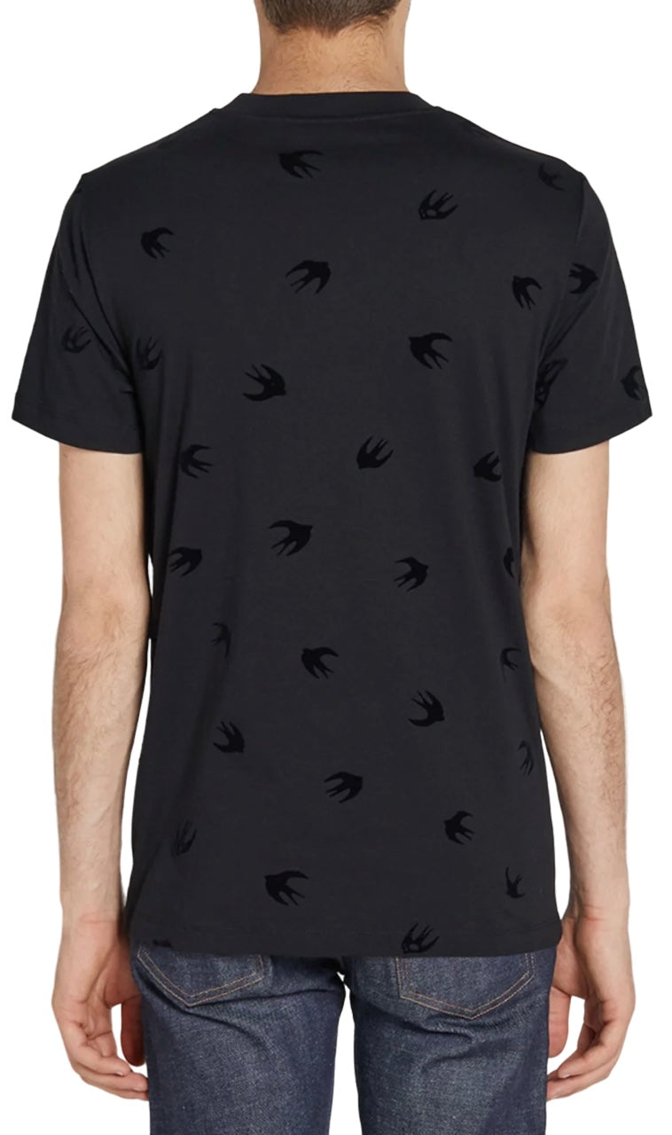 McQ Alexander McQueen Flocked Swallow Darkest Black T-Shirt Black | Hype Vault Kuala Lumpur