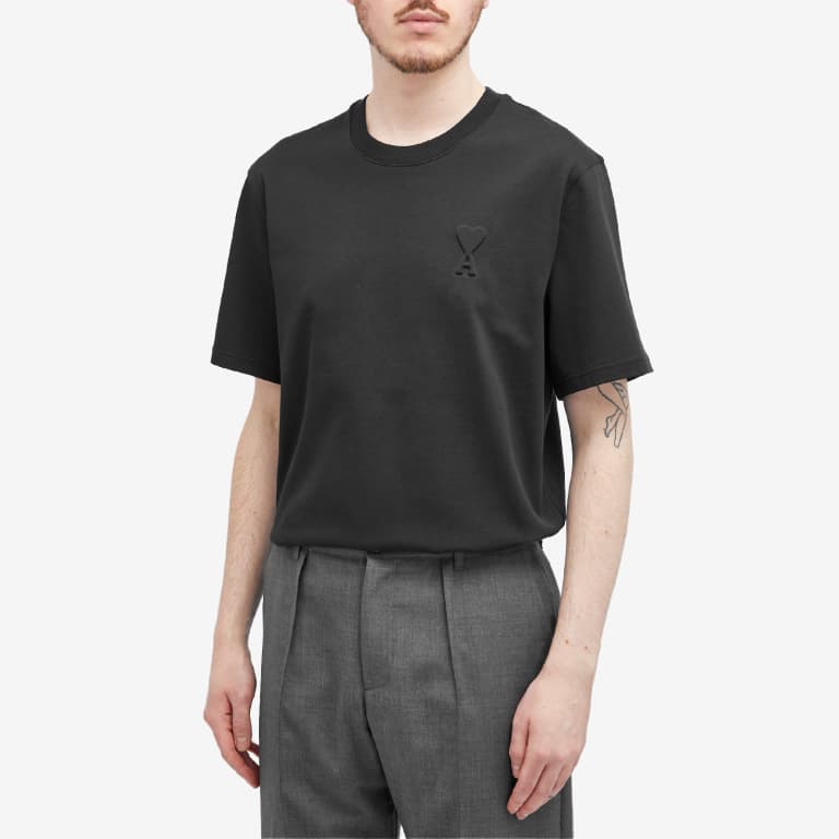 Ami Paris Logo Embossed T-Shirt ‘Black' | Hype Vault