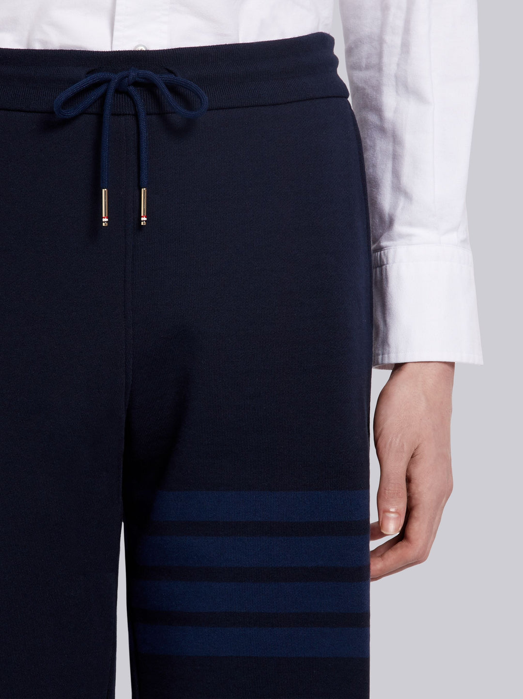 Thom Browne Navy Cotton Loopback Tonal 4-Bar Sweat Shorts | Hype Vault Kuala Lumpur