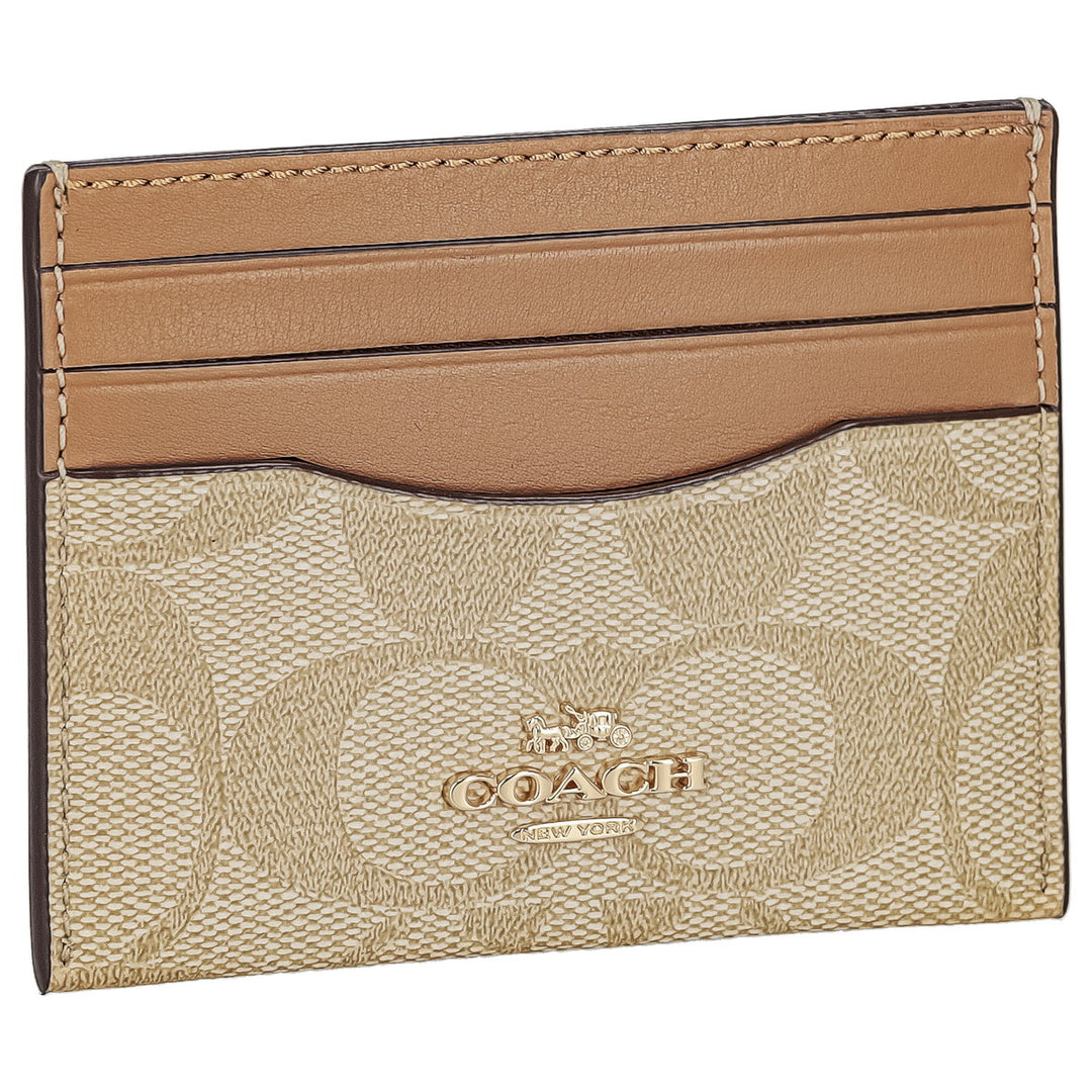 Coach Slim ID Card Case In Signature Canvas Light Khaki/Light Saddle | Hype Vault