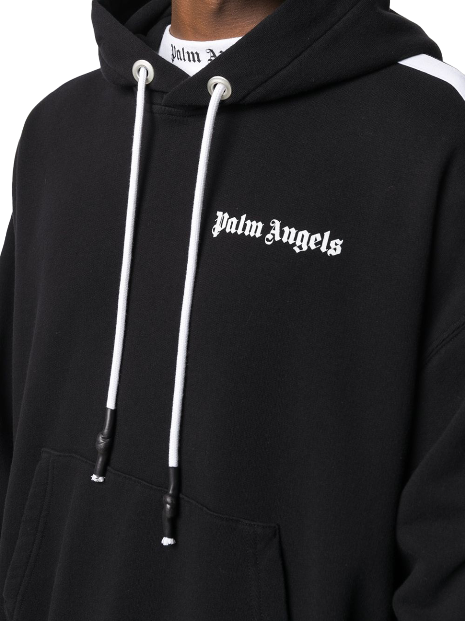 Palms Angels Fleece Track Hoodie Black White