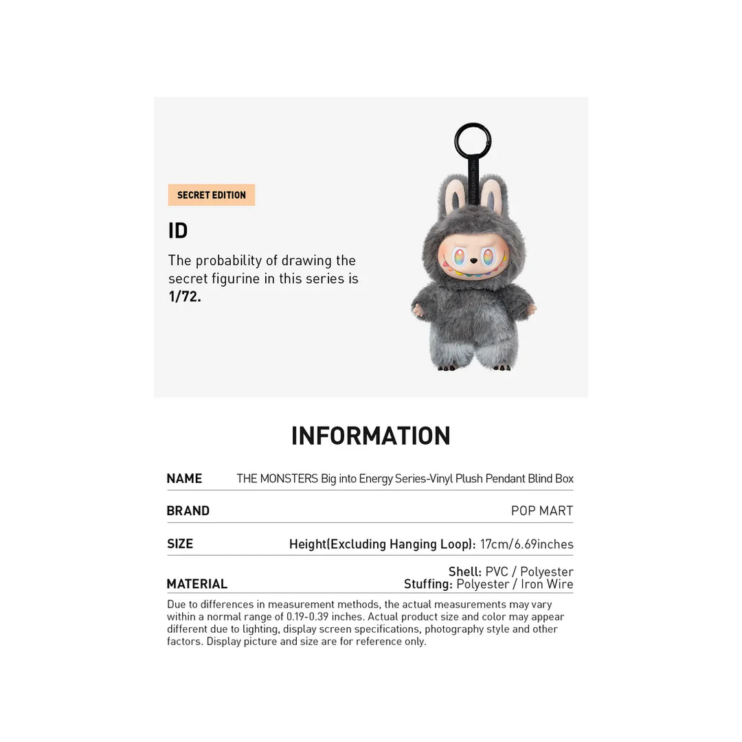 Pop Mart Labubu The Monsters Big Into Energy Series Vinyl Plush Pendant Keychain (V3) - Hype Vault
