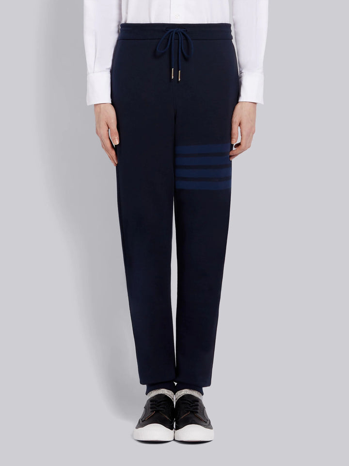 Thom Browne Navy Cotton Loopback Tonal 4-Bar Sweatpants | Hype Vault Kuala Lumpur