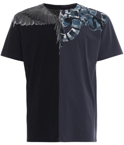 Marcelo Burlon Wings And Snakes Panel Cotton T-Shirt Black | Hype Vault Kuala Lumpur