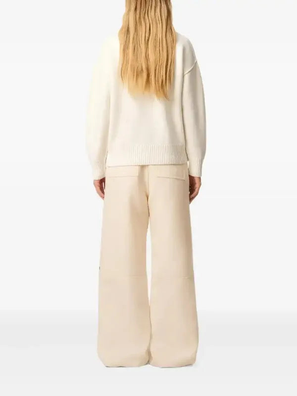 Ami Paris Ami De Coeur Wool Polo Shirt Off White