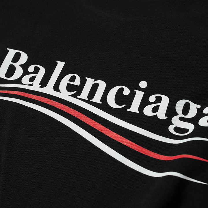 Balenciaga political campaign t-shirt available at Hype Vault – short-sleeve design with bold chest and back prints, featuring a playful, politically inspired twist on the iconic logo.