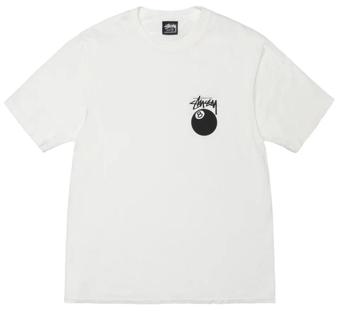 Stussy 8 Ball Pigment Dyed Tee  White (SS24) | Hype Vault Kuala Lumpur | Asia's Top Trusted High-End Sneakers and Streetwear Store | Guaranteed 100% authentic