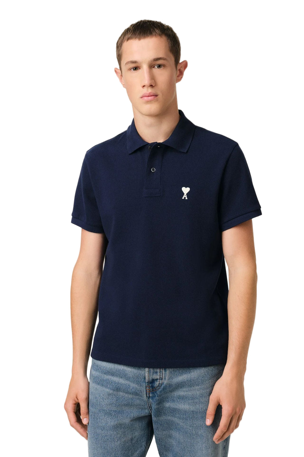 Ami Paris Cotton Ami De Coeur Polo Shirt 'Navy' |  Hype Vault
