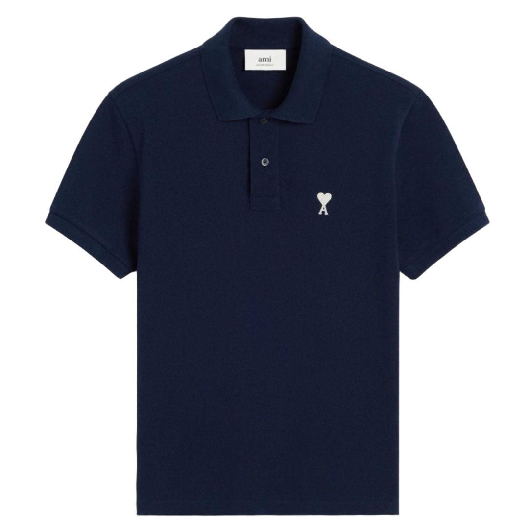 Ami Paris Cotton Ami De Coeur Polo Shirt 'Navy' |  Hype Vault