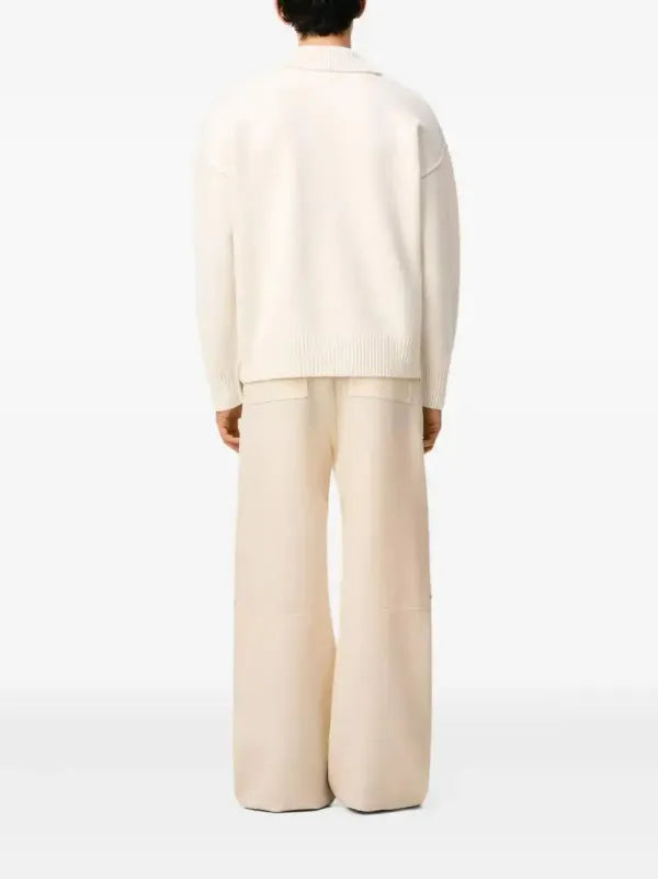 Ami Paris Ami De Coeur Wool Polo Shirt Off White