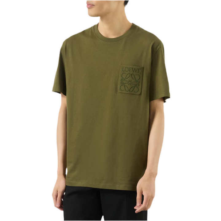 Loewe Anagram Khaki Green T-Shirt with Pocket