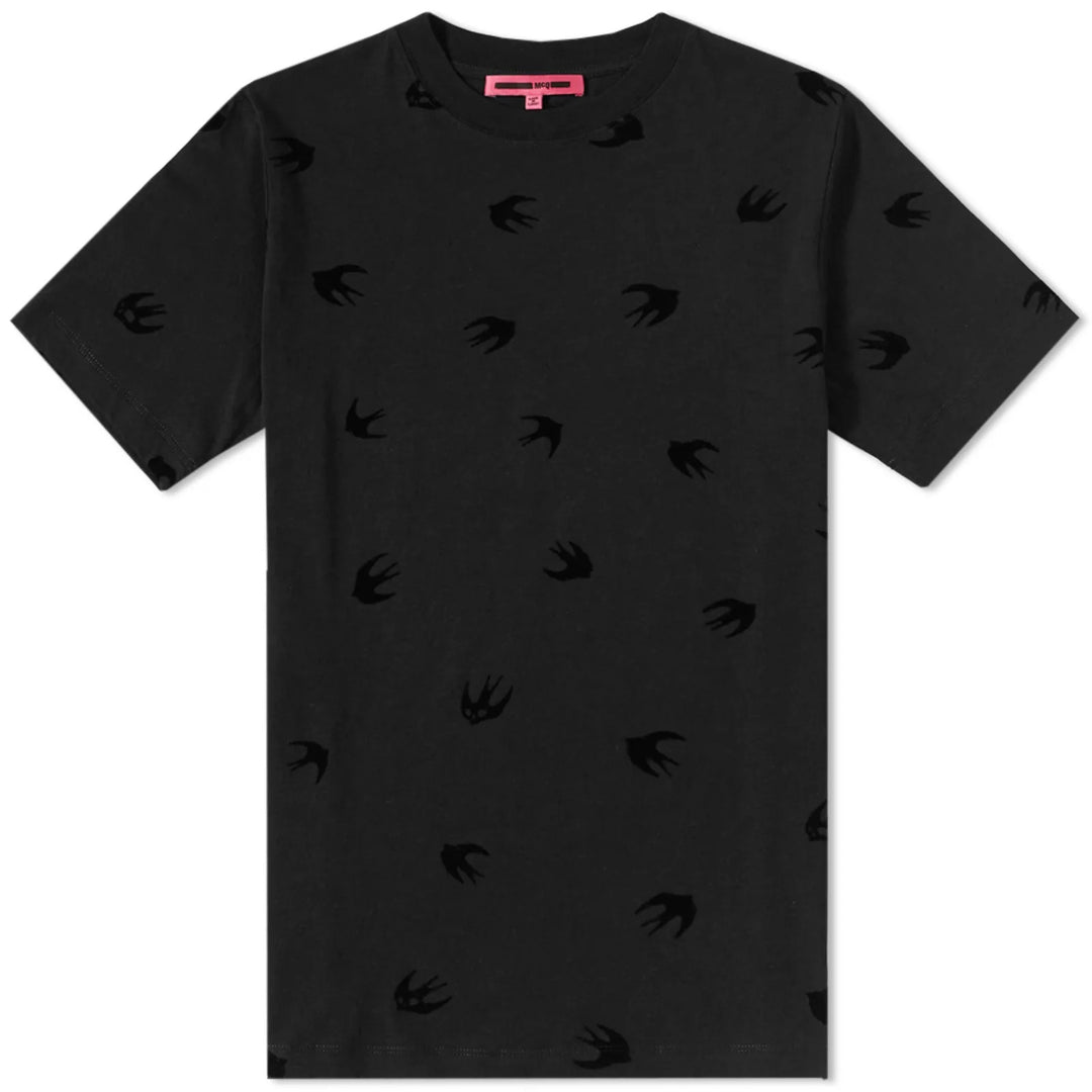 McQ Alexander McQueen Flocked Swallow Darkest Black T-Shirt Black | Hype Vault Kuala Lumpur