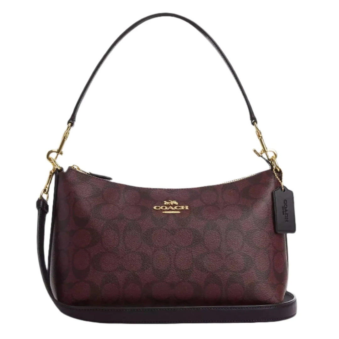 Coach Clara Shoulder Bag In Signature Canvas Oxblood Multi | Hype Vault