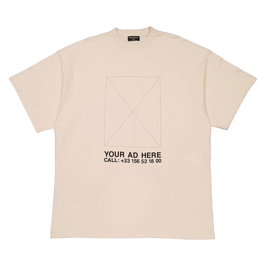 Balenciaga Your Ad Here Chalky White Oversized Logo Cotton T-Shirt ...