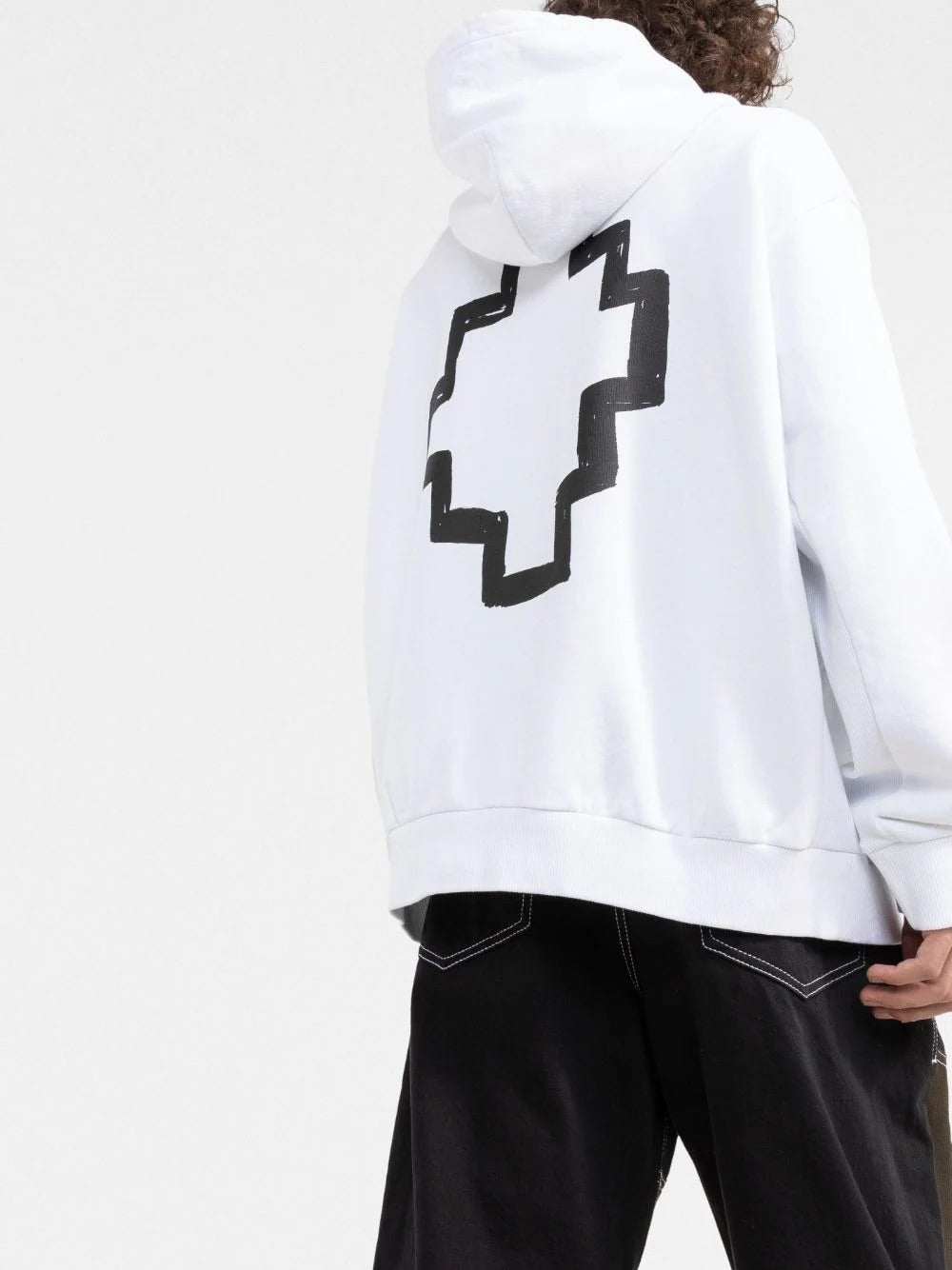 Marcelo Burlon Tempera Cross Over Hoodie White Black