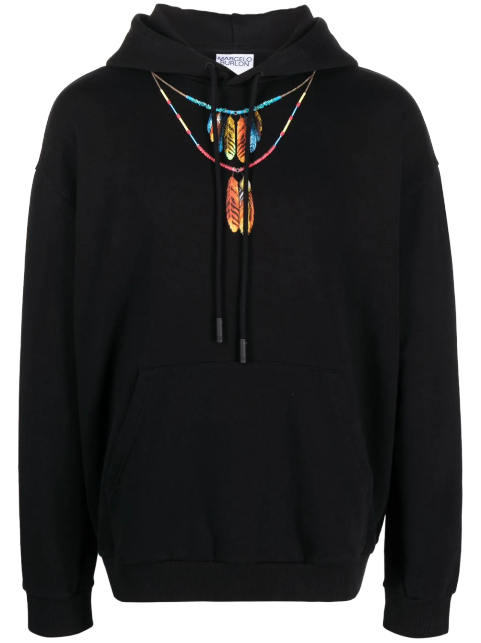 Marcelo Burlon Feathers Necklace Over Hoodie Black Red | Hype Vault Kuala Lumpur 