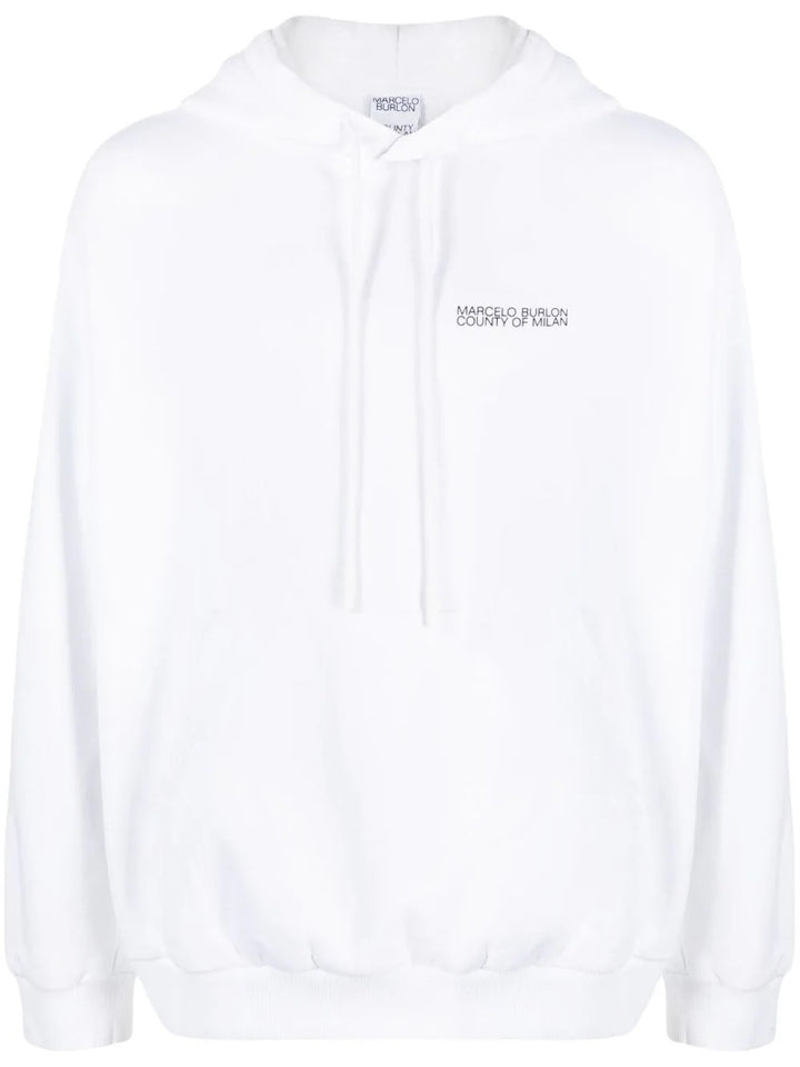 Marcelo Burlon Tempera Cross Over Hoodie White Black