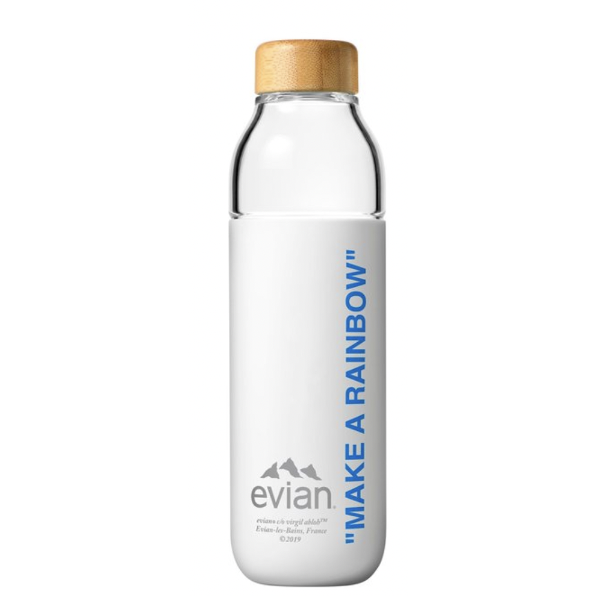 Evian By Virgil Abloh x SOMA Glass Water Bottle 'Make a Rainbow' Light Blue | Hype Vault Kuala Lumpur | Asia's Top Trusted High-End Sneakers and Streetwear Store