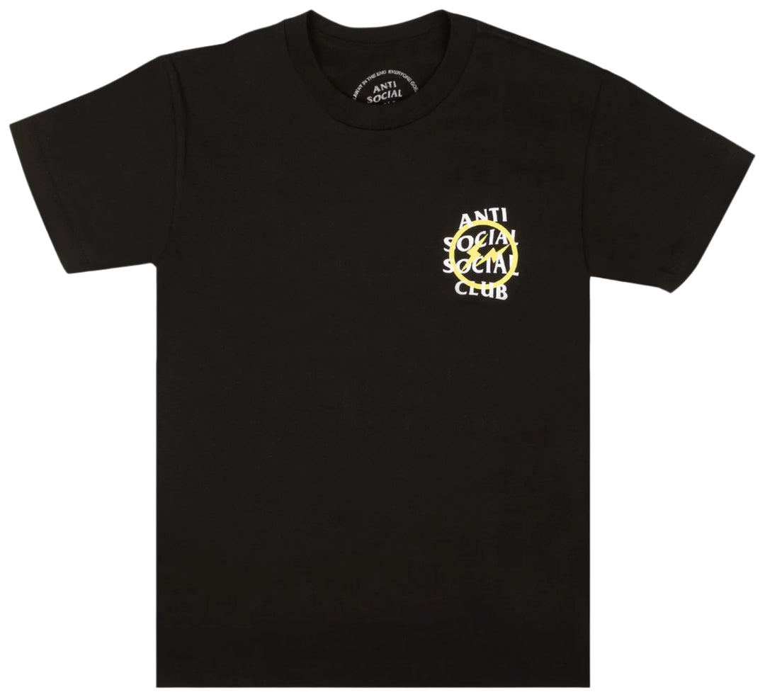 Anti Social Social Club x Fragment Design Yellow Bolt Tee Black | Hype Vault