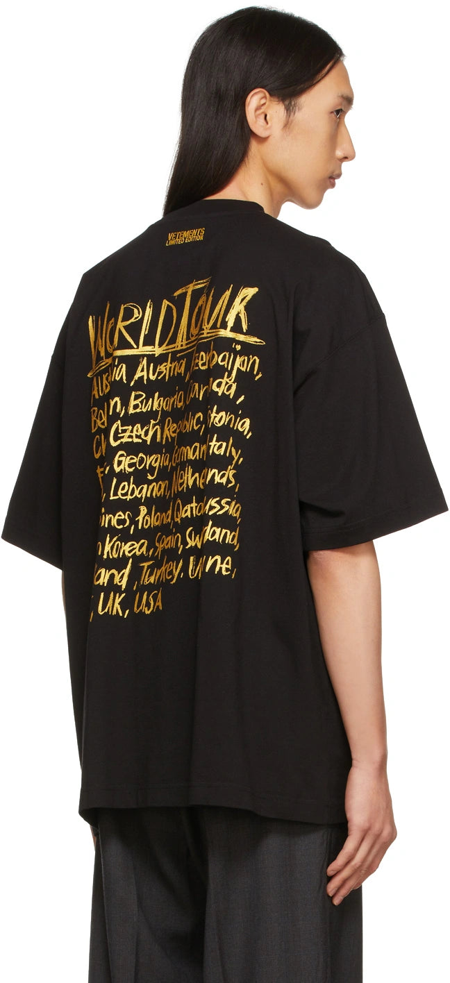 Vetements World Tour T-Shirt Black Gold