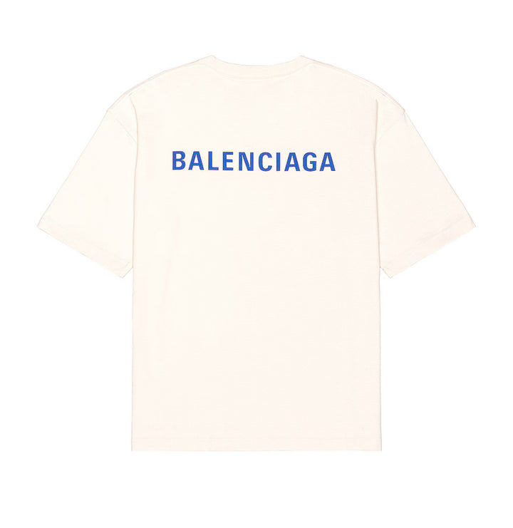 Balenciaga Badge Logo T-Shirt Chalky White/Blue Medium Fit