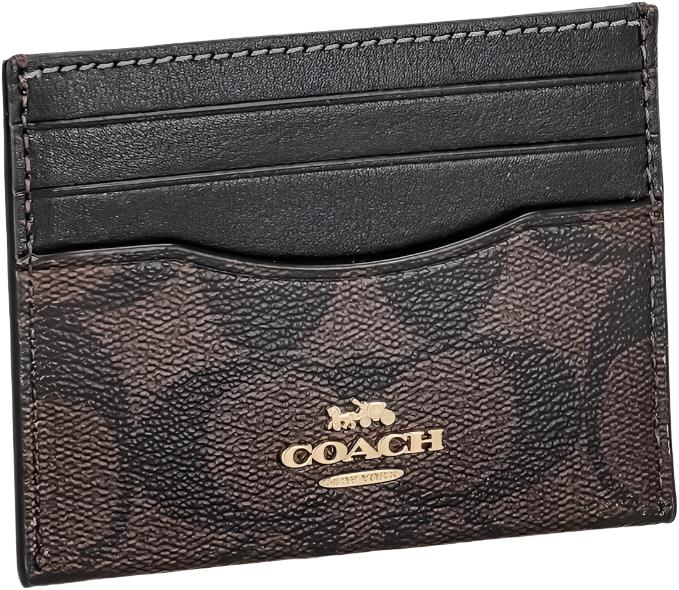 Coach Slim ID Card Case In Signature Canvas Brown/Black | Hype Vault