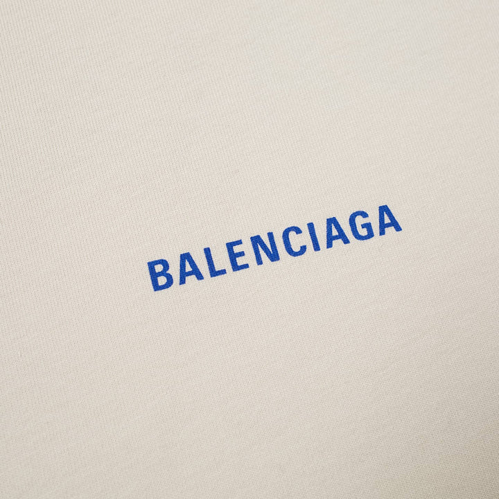 Balenciaga Badge Logo T-Shirt Chalky White/Blue Medium Fit