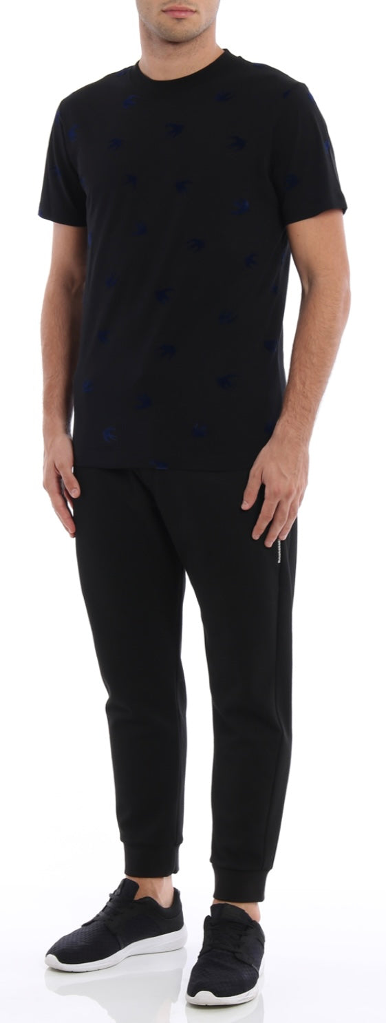 McQ Alexander McQueen Flocked Swallow Blue T-Shirt Black | Hype Vault Kuala Lumpur 