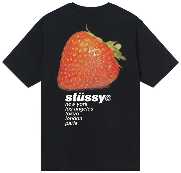 Stussy Strawberry Tee Black | Hype Vault