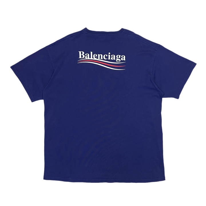 Balenciaga political campaign t-shirt available at Hype Vault – short-sleeve design with bold chest and back prints, featuring a playful, politically inspired twist on the iconic logo.