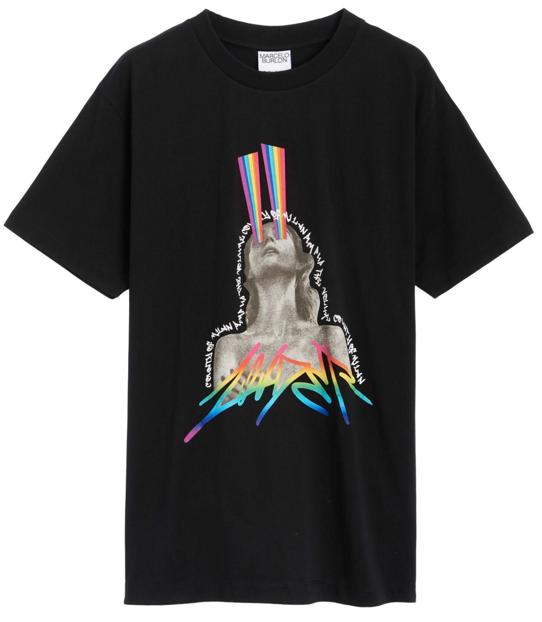 Marcelo Burlon Louder Regular T-Shirt Black Rainbow | Hype Vault Kuala Lumpur 